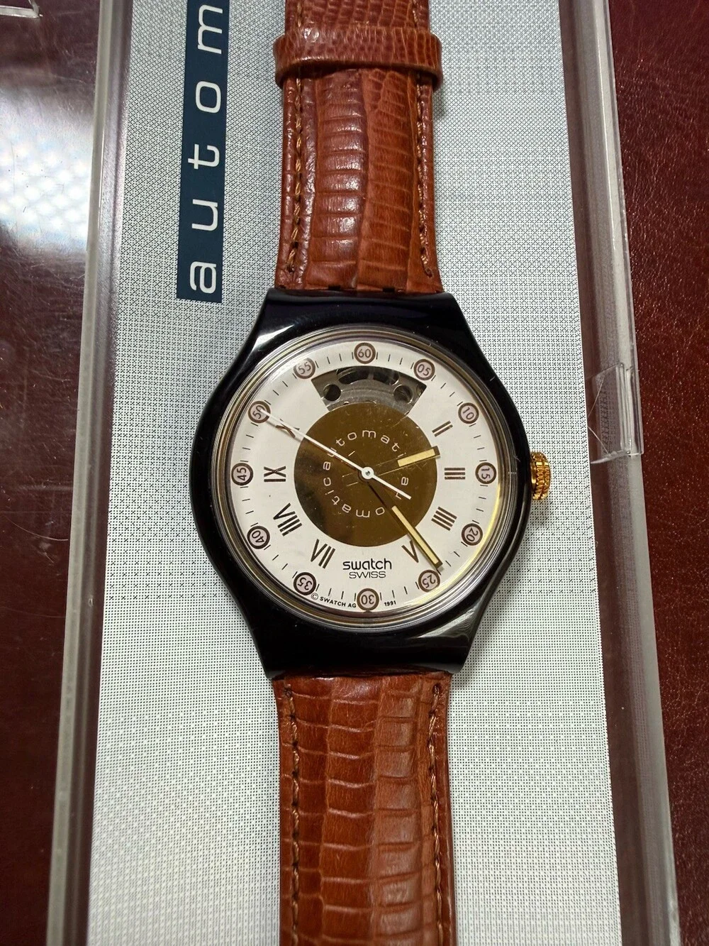 NOS 1991 Swatch Automatic Swiss Watch Unworn New in Box Vintage 23 Jewel